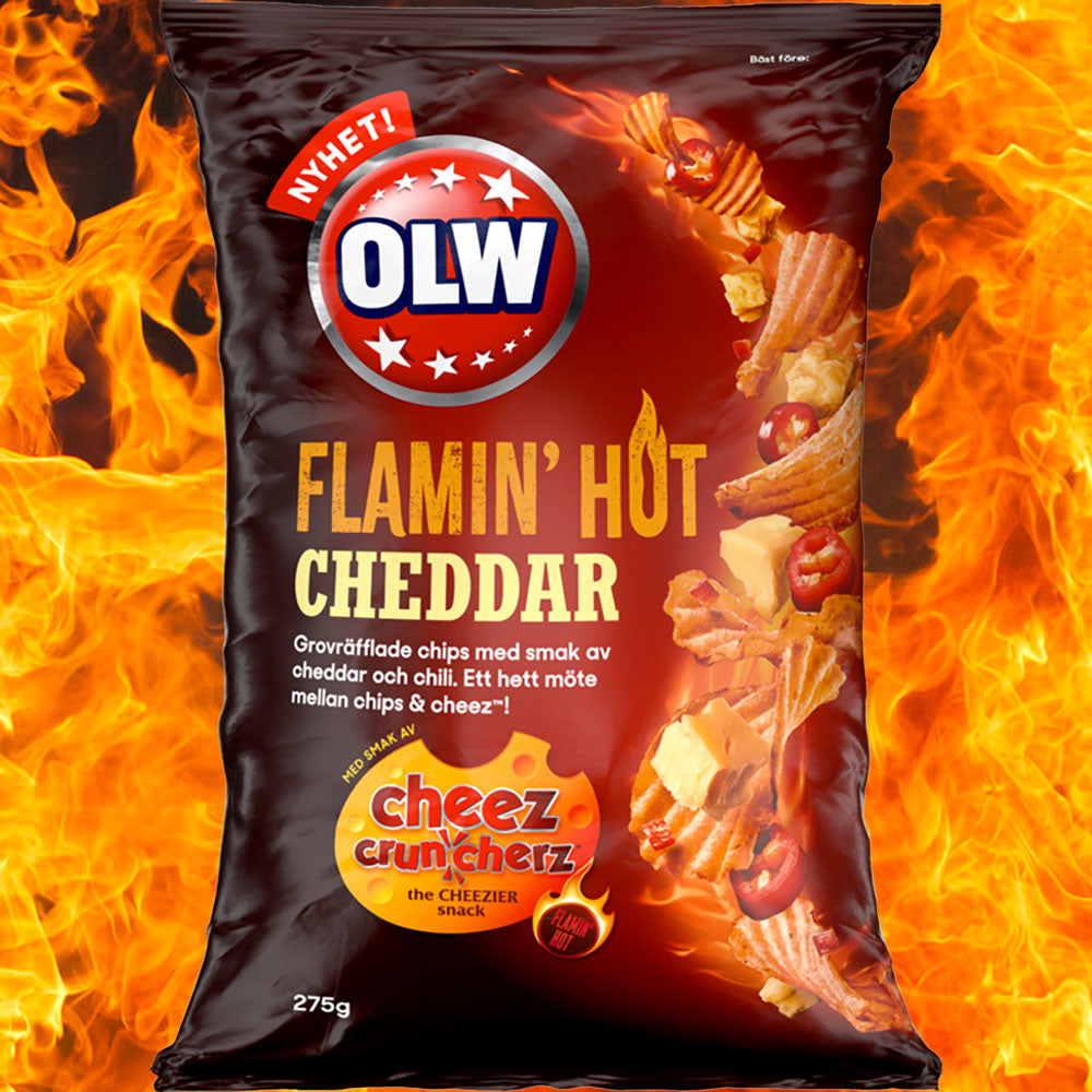 OLW Flaming Hot Cheddar perunalastu 275g