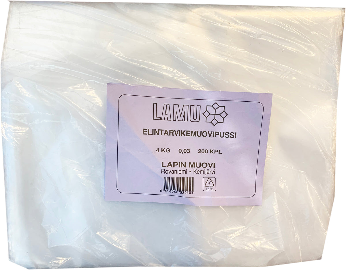 Elintarvikemuovipussi 4kg x 200kpl
