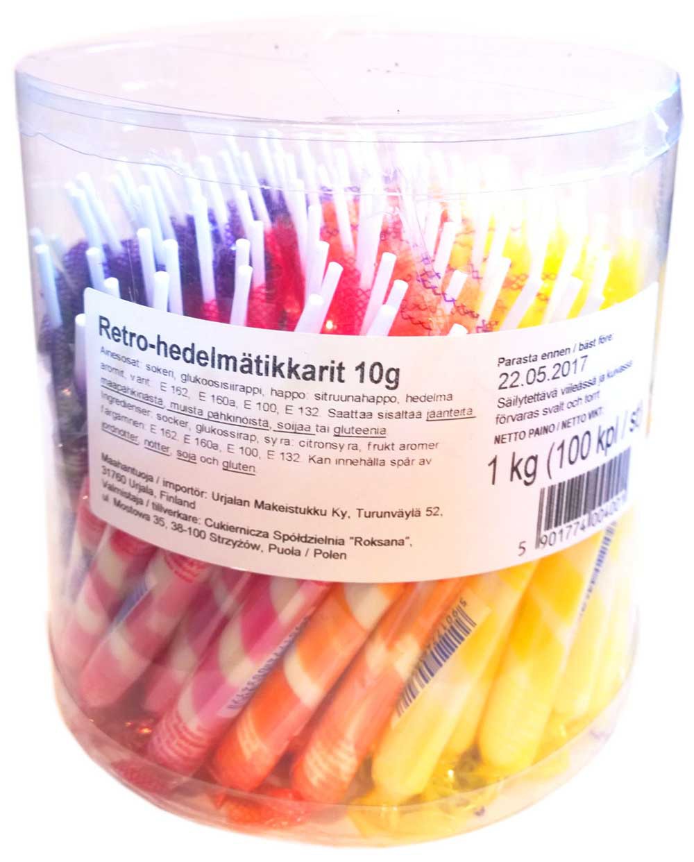 Retro hedelmätikkarit 10g x 100kpl