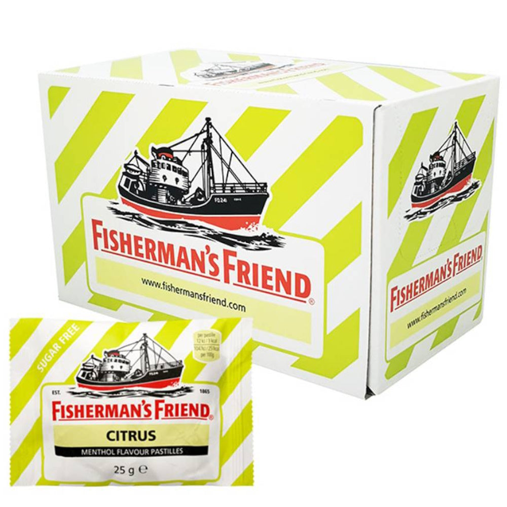Fisherman's Friend Citrus & Menthol sokeriton, laatikko ( 24kpl x 25g )