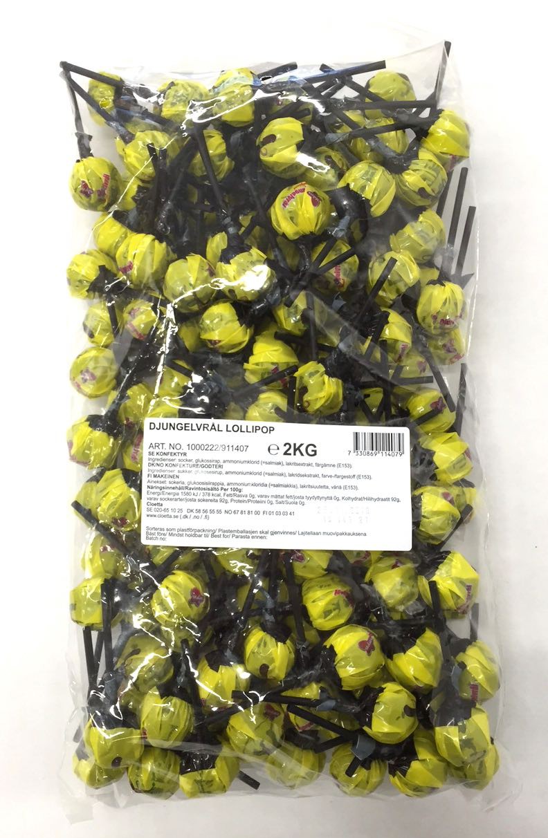 Malaco Apina Salmiakkitikkarit 15g x 133kpl (2kg)