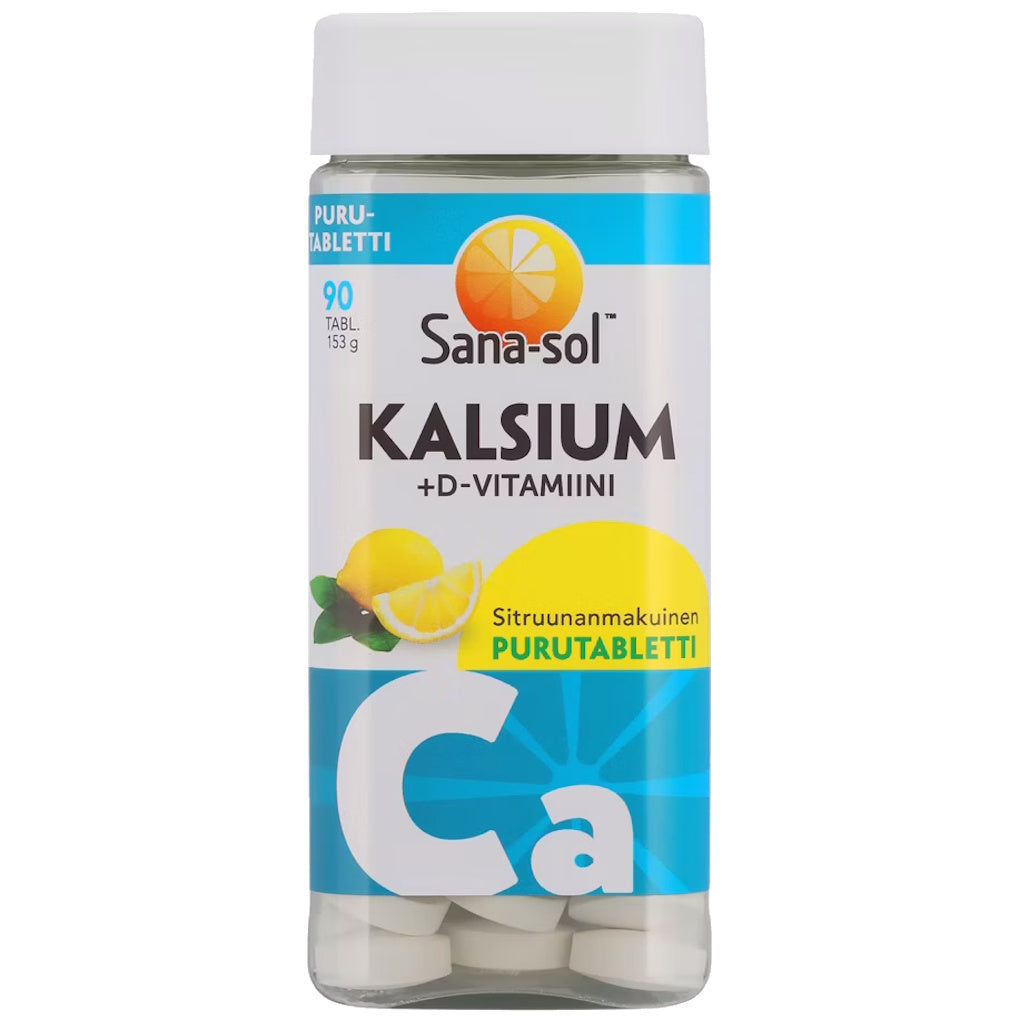 Sana-sol Kalsium + D-Vitamiini sitruunanmakuinen purutabletti 90 tabl.