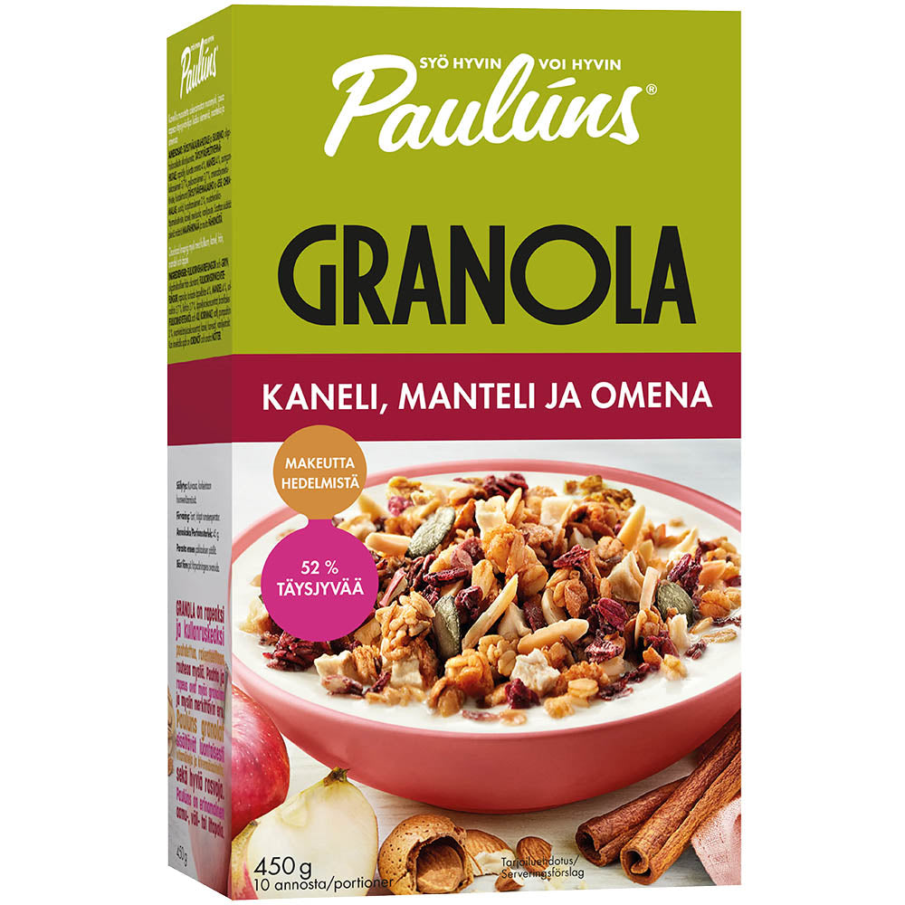 Pauluns Omena, Manteli ja Kaneli granola 450g