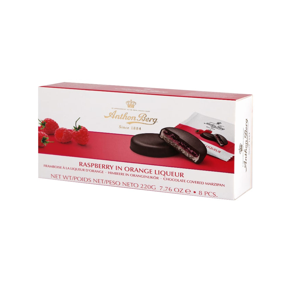Anthon Berg Marsipaanikonvehti Vadelmat Appelsiiniliköörissä 220g