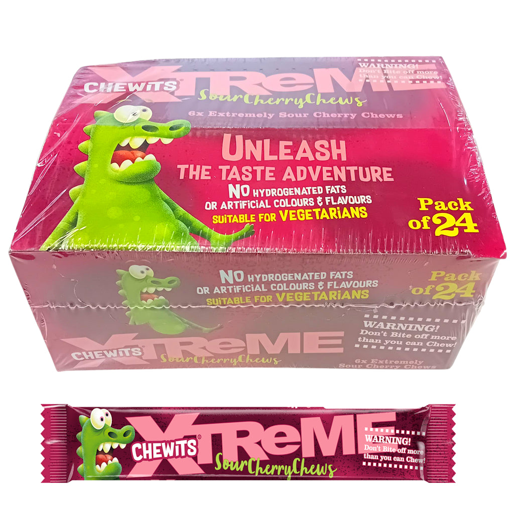 Cloetta Chewits Xtreme Sour Cherry toffeepatukka 34g x 24kpl