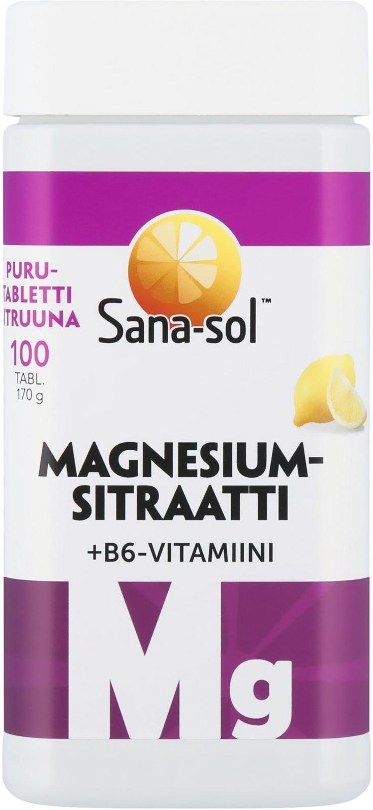 Sana-Sol Magnesium+B6-vitamiini purutabletti 100 tabl