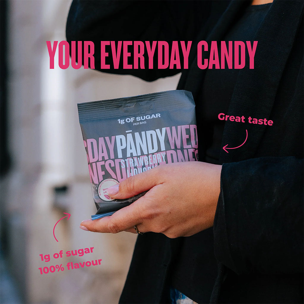 Pändy Strawberry Liquorice Mansikka Lakritsi makeispussi 50g
