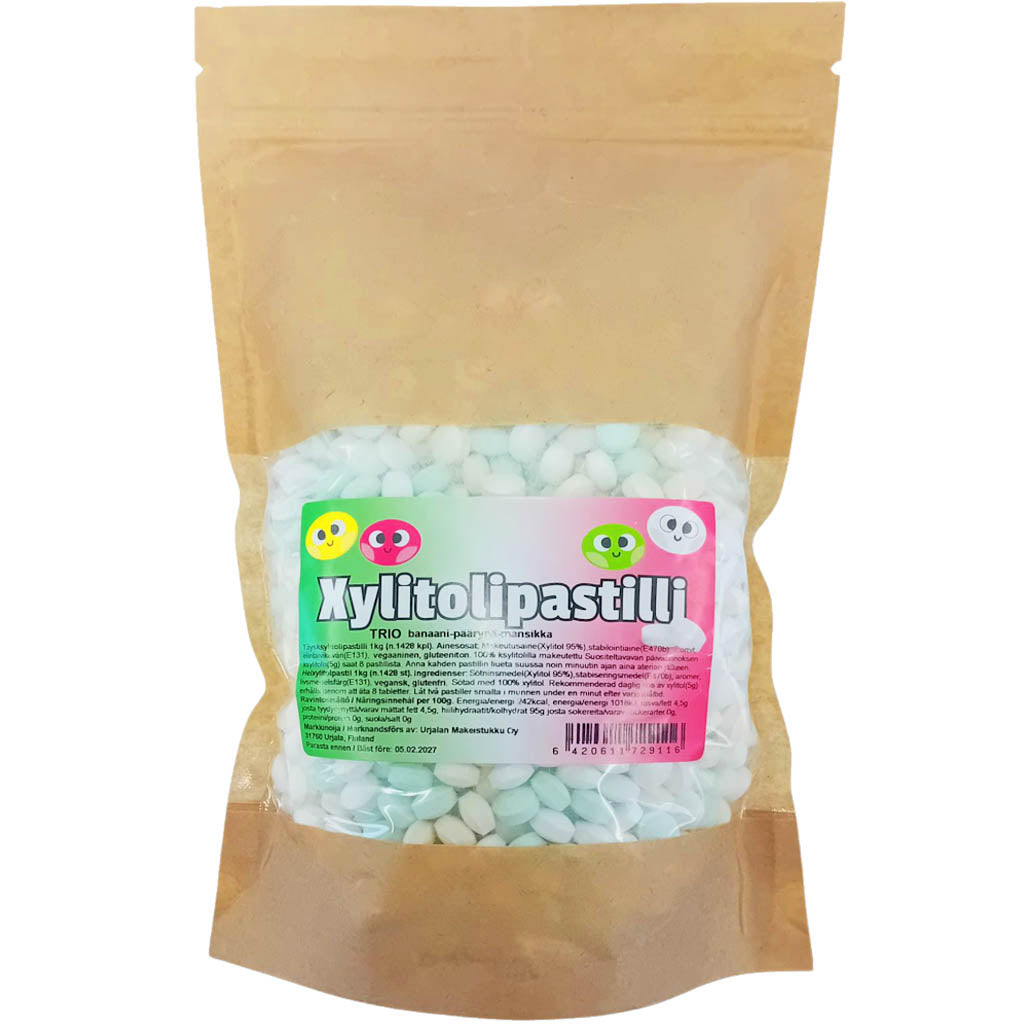 Makeistukun Xylitolipastilli Trio 1kg (n. 1428 täysksylitolipastillia)