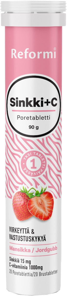 Reformi Sinkki+C Mansikka poretabletti 20kpl