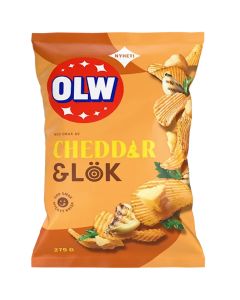 OLW Cheddar & Lök potatischips 275g
