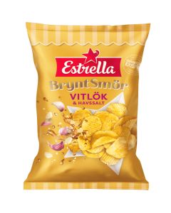 Estrella Brynt Smör Vitlök & Havssalt potatischips 175g
