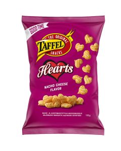 Taffel Hearts Nacho Cheese kryddade majschips 115g
