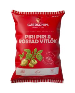 Gårdschips Piri Piri & Roastad Vitlök potatischips 150g