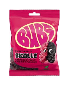 Bubs Raspberry Salty Licorice Skalle godis 155g