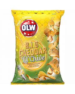OLW B.I.G Cheddar feat. Lil’ Chive potatischips 250g
