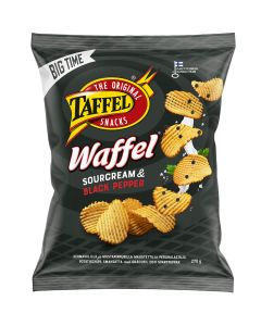 Taffel Waffel Sourcream & Black Pepper potatischips 270g