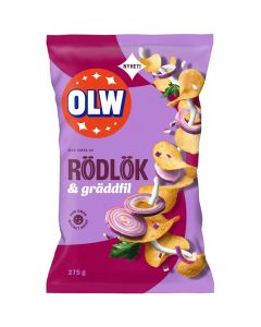 OLW Rödlök & Gräddfil potatischips 275g