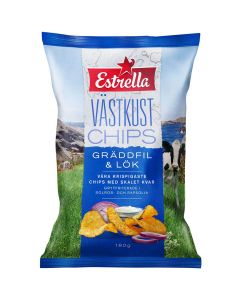 Estrella Västkustchips Gräddfil & Lök chips 180g