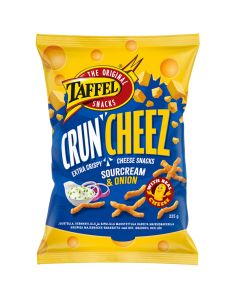 Taffel CrunCheez Sourcream-Onion kryddade ostsnacks 225g