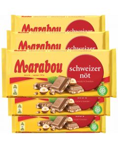 Marabou Schweizer Nöt chokladkaka 200g x 5st