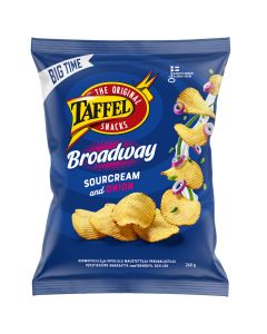 Taffel Big Time Broadway Sourcream & Onion potatischips 260g