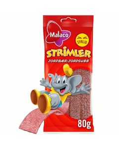 Malaco Strimler Jordgubb konfektyrrem 80g