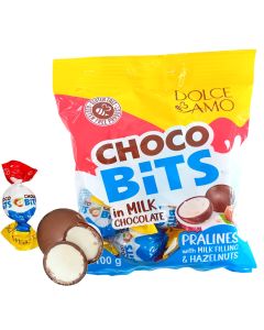 Dolce Amo Choco Bits hasselnöt mjölkchokladpraliner 100g