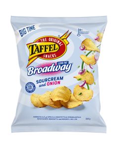 Taffel Broadway less fat sourcream & onion potatischips 260g